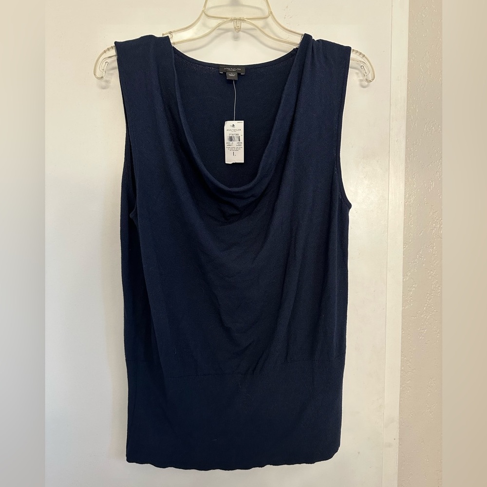 Ann Taylor Factory Navy Blue Sz Large sleeveless top